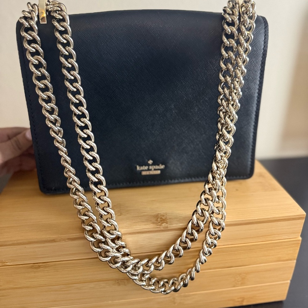 Kate Spade Black Crossbody Bag with Gold Chain